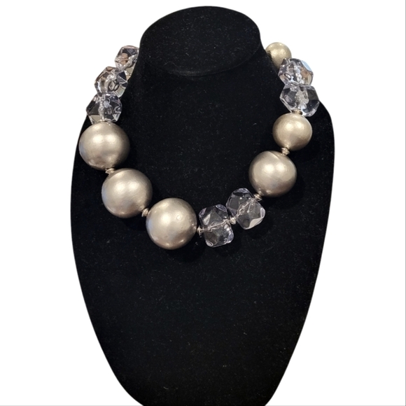 Rare Vintage PONO by Joan Goodman Ellington Choker Resin Necklace Silver & Smoke - Picture 1 of 6